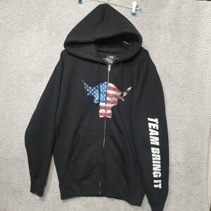 WWE The Rock 2010 Team Just Bring It Tribute To The Troops Black Hoodie Size MED